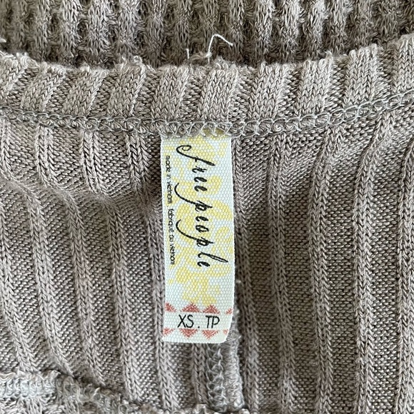 Free People Sunset Park Thermal Long Sleeve Waffle Knit Taupe - Picture 7 of 11